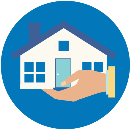 hand holding house icon